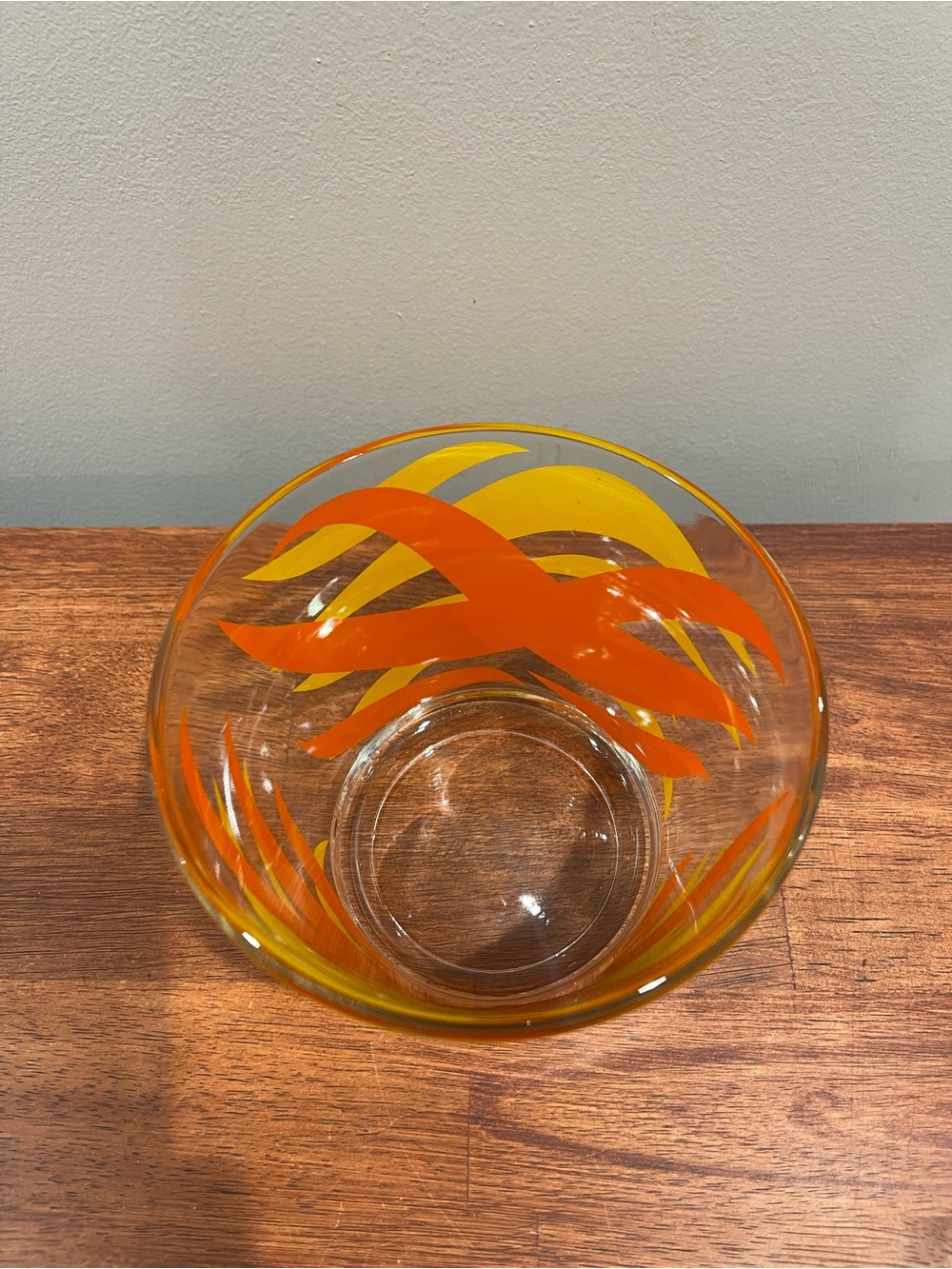 READ STARLYTE Mid Century Modern MCM Glass Ice Bucket 5” Orange Yellow